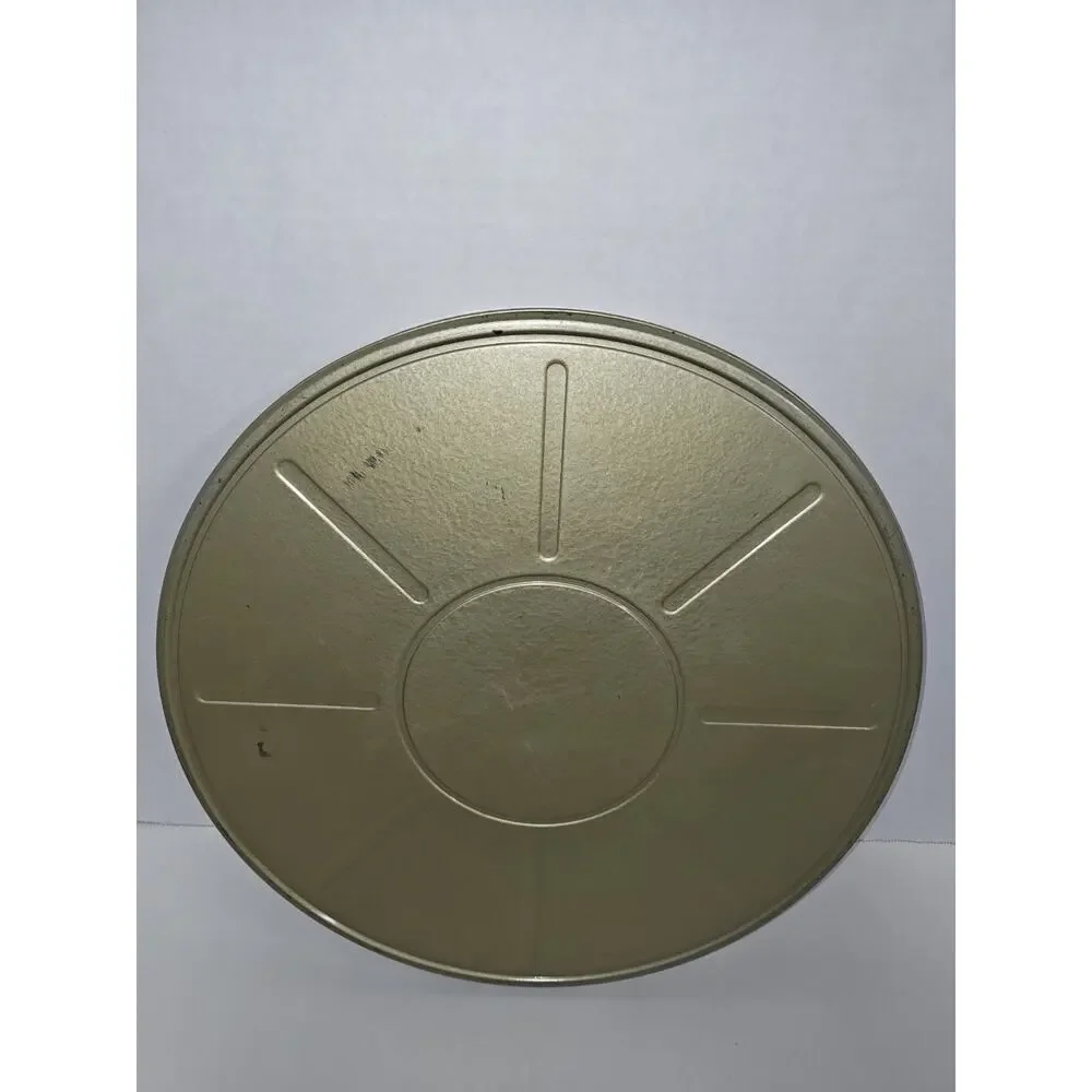 Vintage Goldberg Bros. Metal Film Reel Movie Storage Large Gold Green Canister